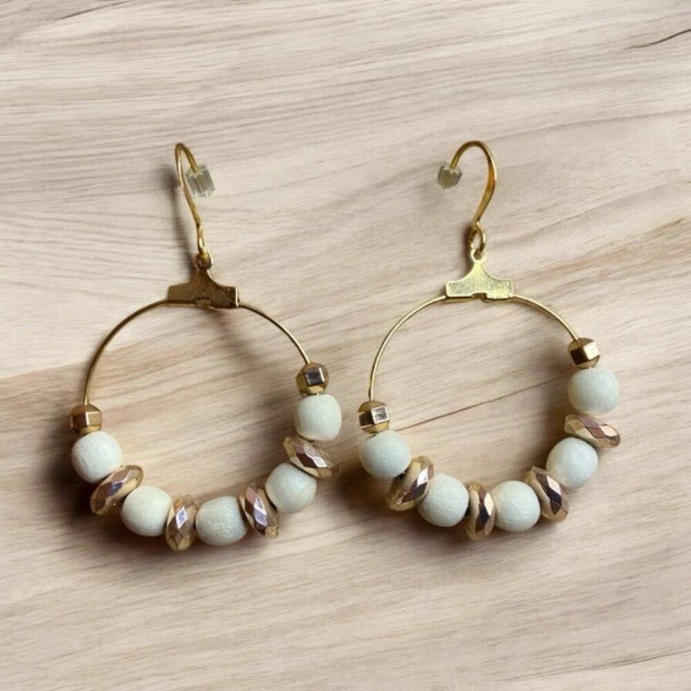 Handmade Hoop Earrings Gold Plated with crystal glass beads